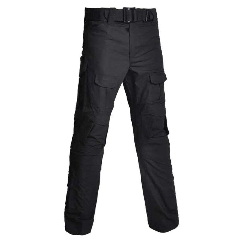 Men's G3 Frog Tactical Combat Uniform Set, Black Camo Shirt + Pants, 6pcs, Size L