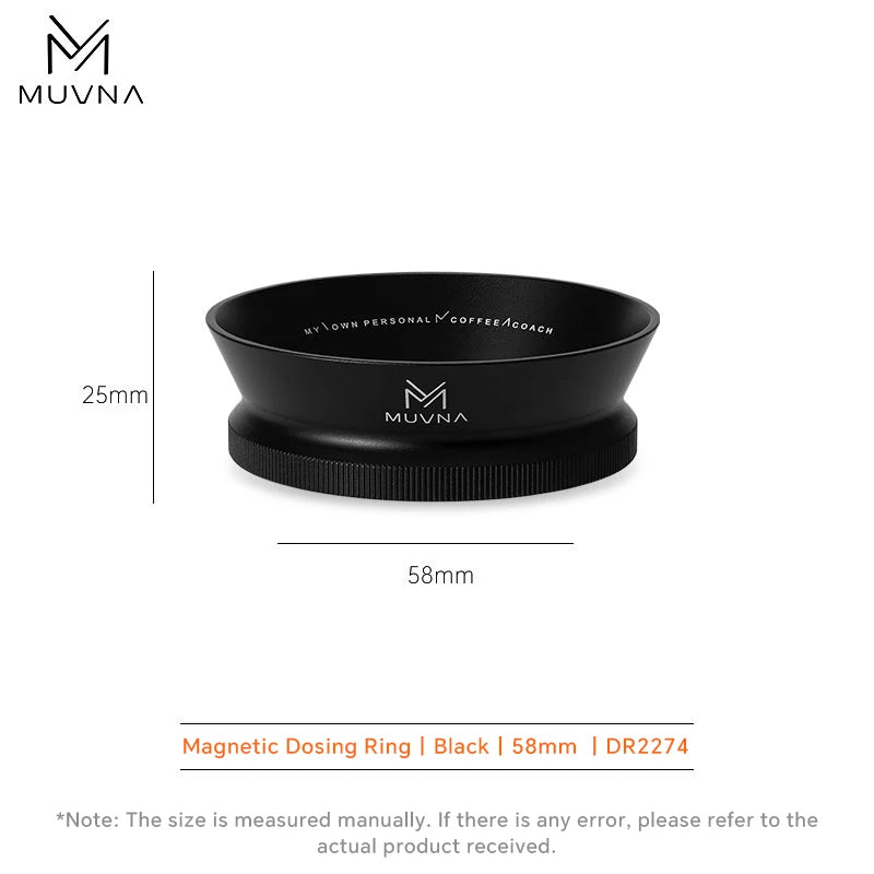 MUVNA Espresso Dosing Funnel, Coffee Portafilter Funnel with 8 Magnetized Steel, Compatible with 51/53/58mm Portafilter