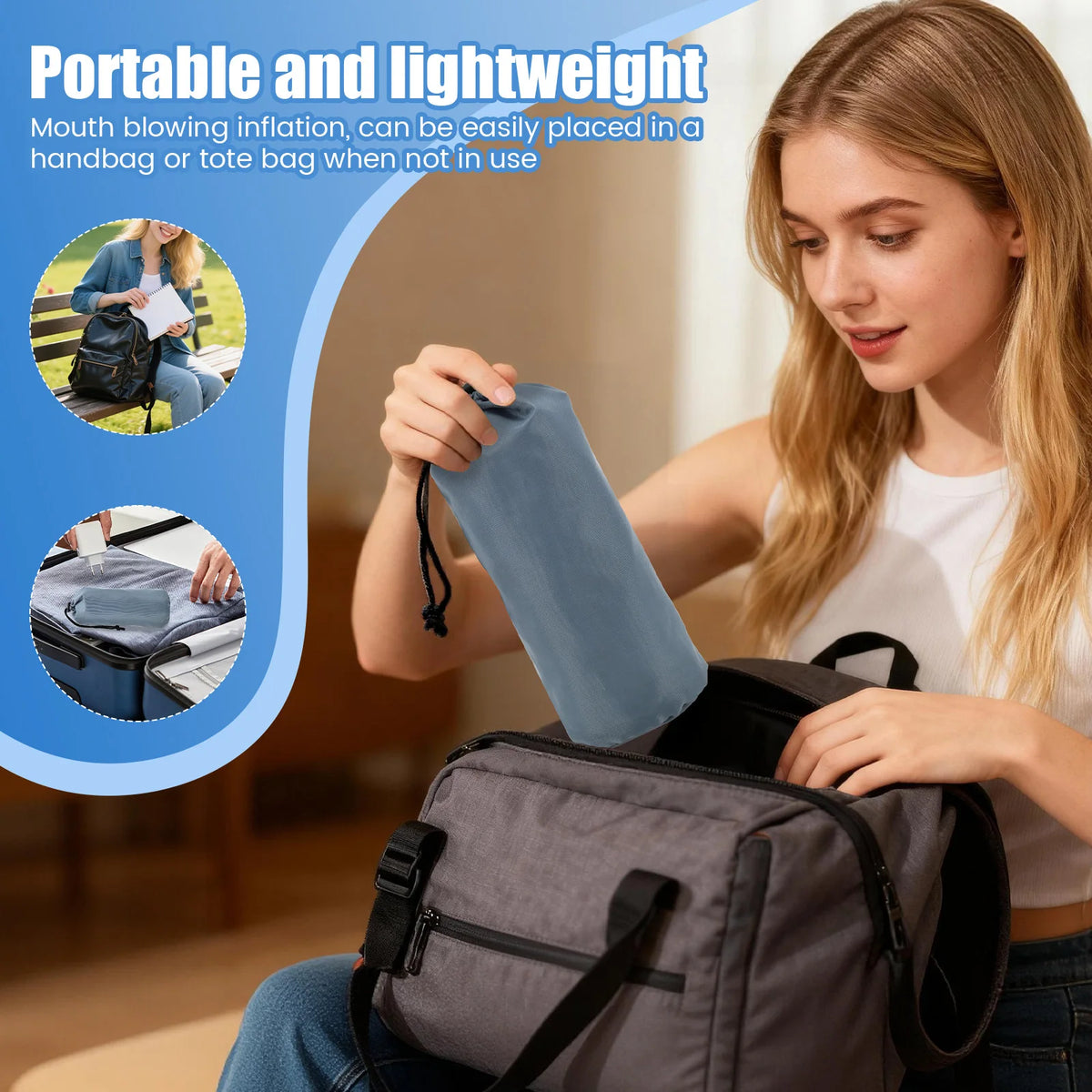 Inflatable Seat Cushion High Elasticity Perforated Pressure Ulcer Cushion Portable Office Cushion for Car Air Travel Office