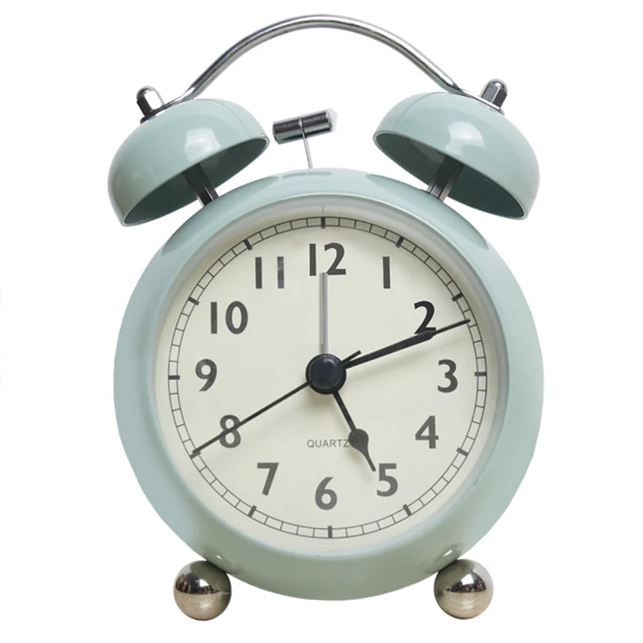 1pc Retro Creative Metal Bell Alarm Clock, Desktop Simple Clock Silent Luminous Quartz Table Clock