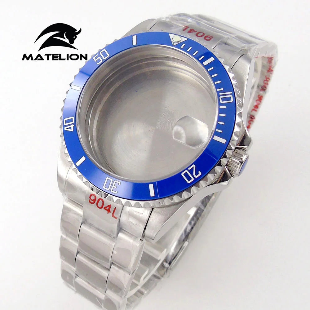 Matelion 20ATM Dive 40mm SUB Case Fit NH35 NH34 GMT ETA 2824 PT5000 Watch Case Steel Bracelet Sapphire 120 Clicks Sliding Buckle