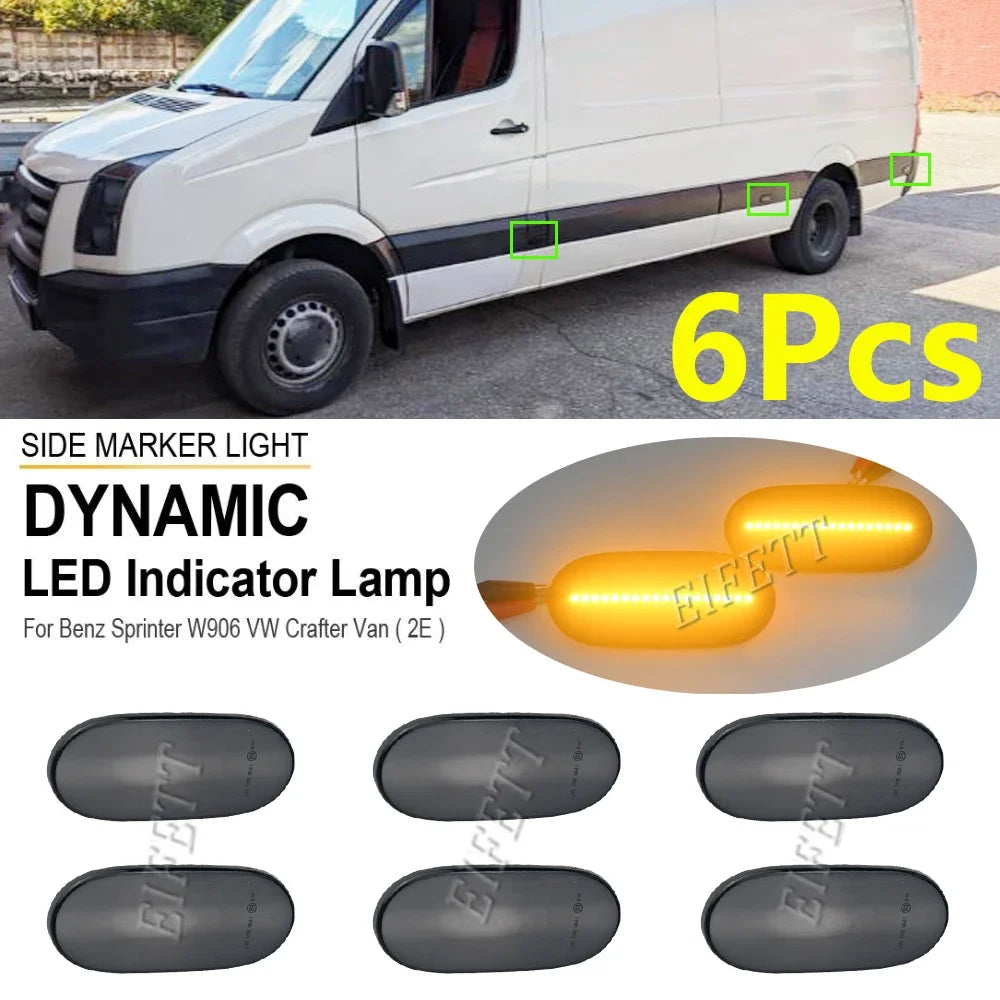 6 PCS For Mercedes Benz Sprinter W906 For VW Crafter Minibus Van 2E 2006-2016 LED Clearance Lamp Side Markers Turn Signals