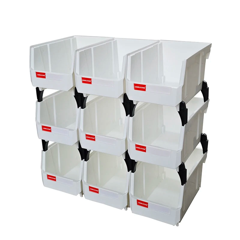 Stackable Plastic Parts Storage Bins with Screw Organizer Boxes, 9pcs, Blue or Yellow