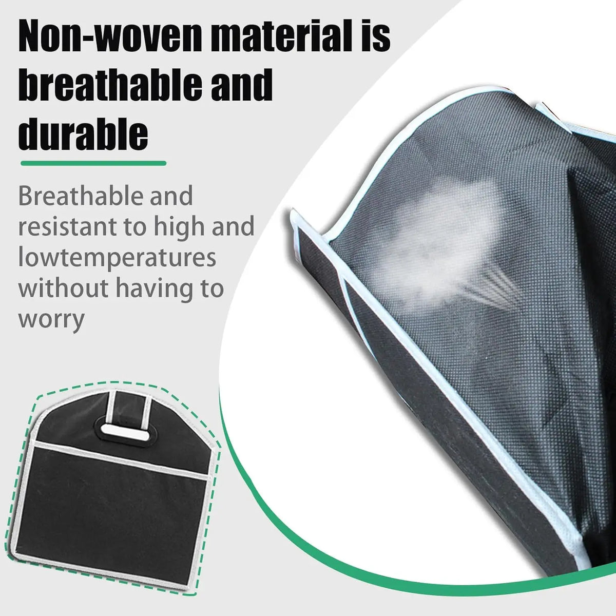 Foldable Car Trunk Organizer 3-Compartment Cargo Storage Bag, Camping Gear & Groceries, Fits All Vehicles, Black