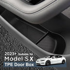 For Tesla NEW Model S X 2023 - 2026 Door Side Storage Box TPE Front Rear Door Handle Organizer Tidying Car Door Slot Accessories
