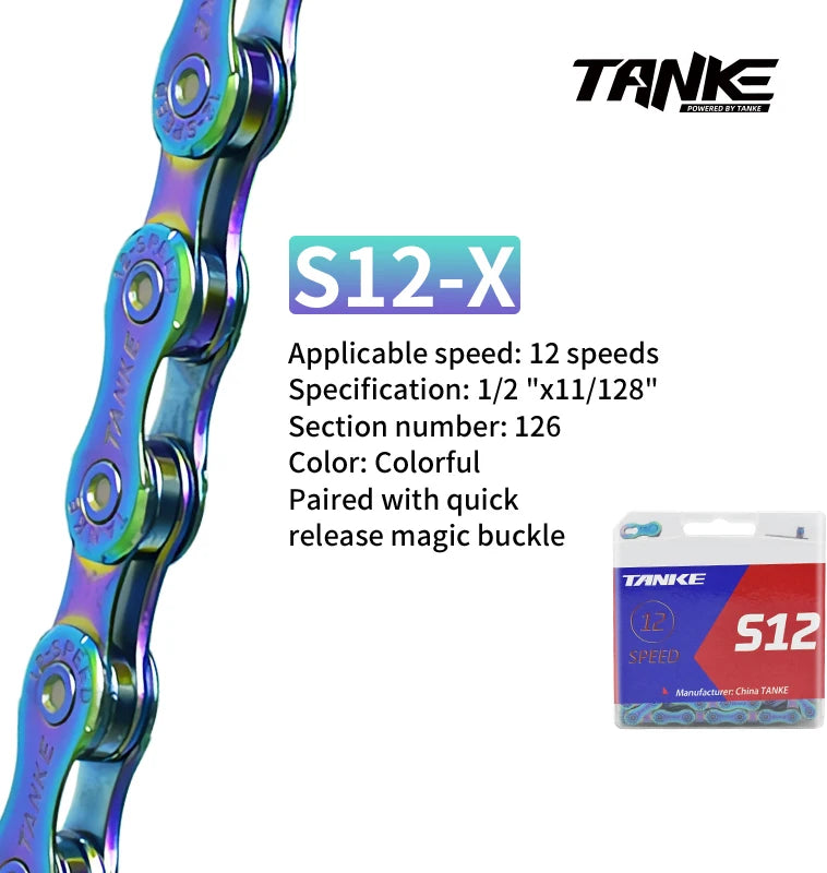 TANKE Bike Chain 8/9/10/11/12 Speed 116/126 Links MTB Road Bicycle Chain