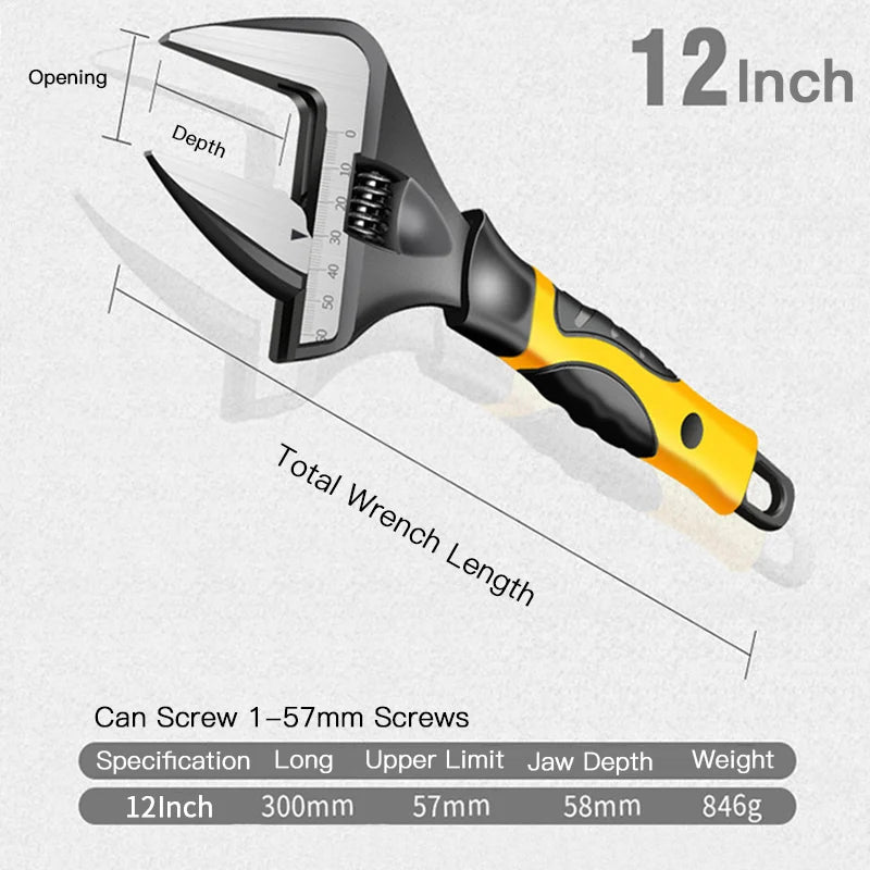 AIRAJ Adjustable Wrench Stainless Steel Universal Spanner Bathroom Wrench Household Large Open High Quality Plumbing Repair Tool