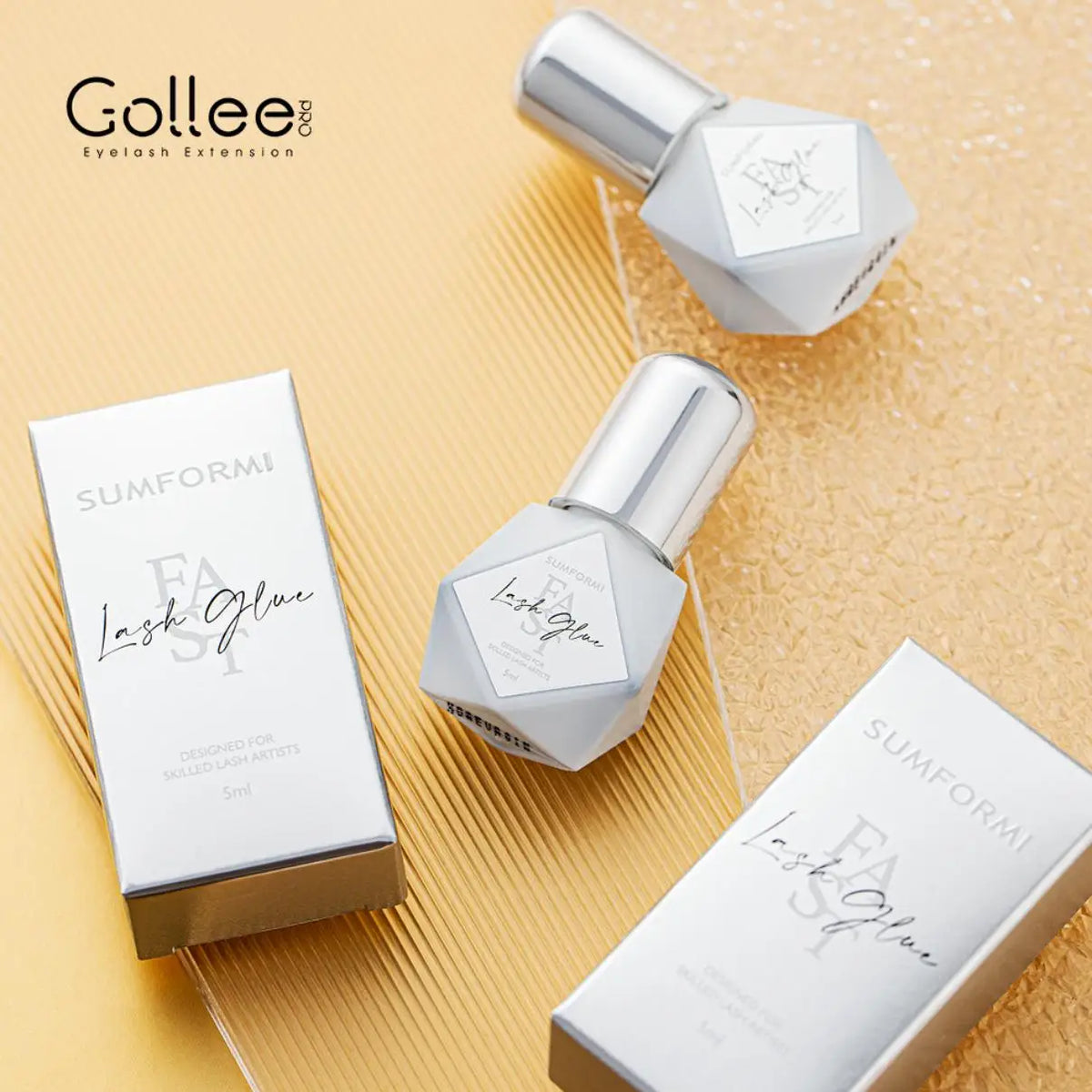 5 Bottles Gollee Eyelashes Extension Glue 7-9 Week Long Lasting Grafting Lashes Glue 0.3-1s Quick Drying  Black Glue Latex Free