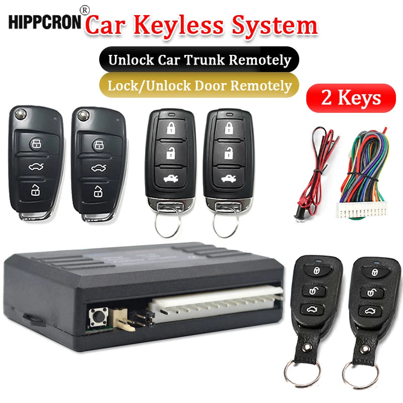 Hippcron Car Remote Central Lock Door Keyless Entry Car Alarm Systems Open The Trunk with Light Flashes