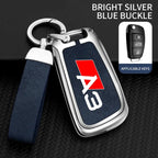 Zinc Alloy Leather Car Remote Control Key Case Cover Holder Shell For Audi A3 8P 8V 8L S3 RS3 Custom LOGO Protected Keychain Bag