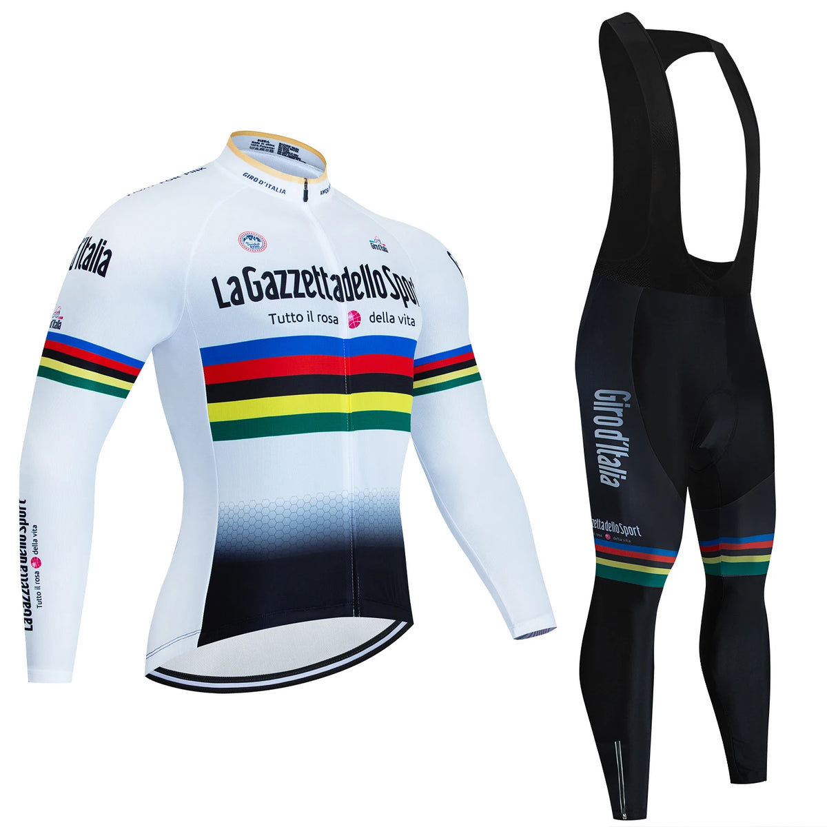 Men's Professional Long Sleeve Cycling Jersey & Padded Shorts Set, Quick Dry, Reflective, Breathable Bike Wear Clothing for Men