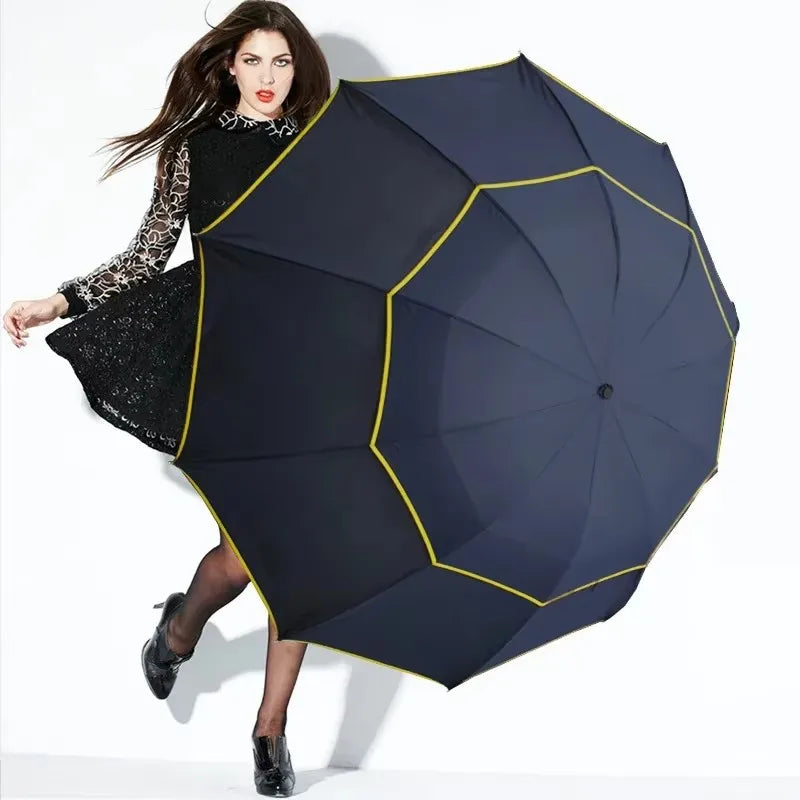 Double Strong Wind Resistant Umbrella Rain Women Large Folding Non-automatic Umbrellas Men Family Travel Business Paraguas