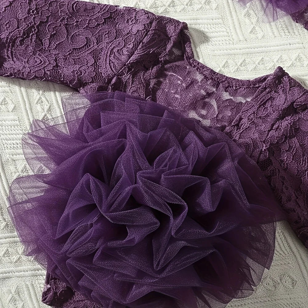 Newborn Lace Flower Headband And Bodysuit Set For 100th Day Baby Photoshoot Outfit Infant Photo Prop Baby Shower Gift