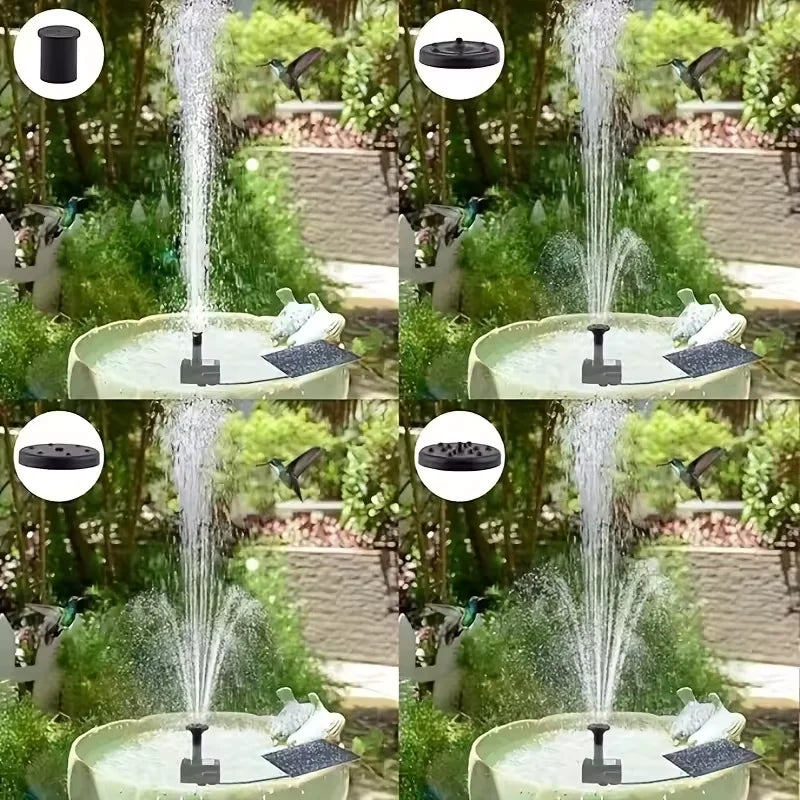 1.4W Solar Fountain Pump with Panel, 3m Cable, 8 Nozzles for Bird Bath Garden Fountain
