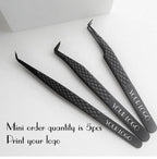 Fiber Tip False Lash Tweezers For Eyelash Extensions Black tweezer perfect close tip of tweezer for eyelashes