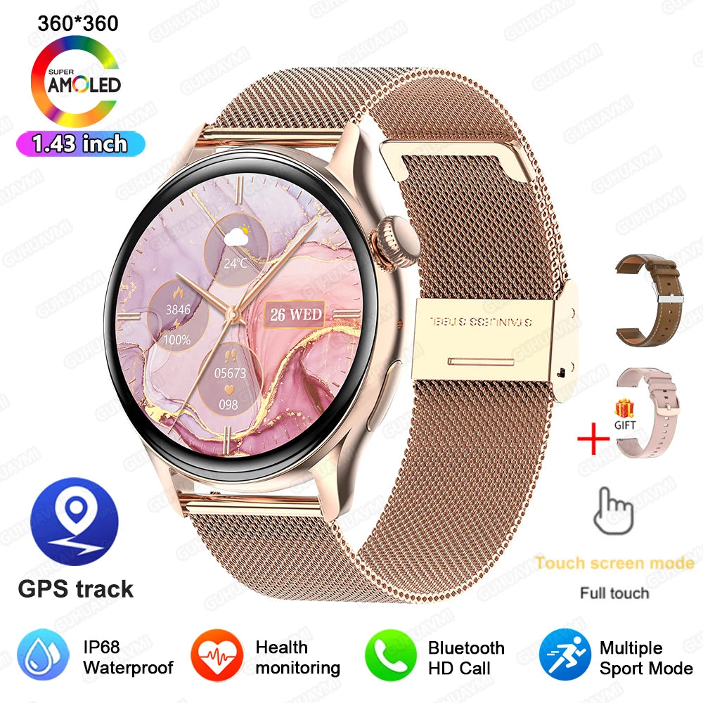 2026New GPS NFC Bluetooth Call Smartwatch Women Watch 4 mini Sport Track Heart Rate Pressure Monitoring Health Smartwatch Ladies