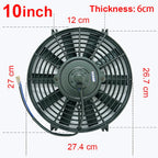 8 9 10 12 14 Inch Universal Slim Fan Push Pull Electric Radiator Fan Air-Sucking Type Cooling & Mounting Kit 12V 80W 2100RPM