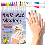 12 Color Nail Art Pens,0.5MM Nail Polish Pens Drawing Painting Point Liner Acrylic Painted Pen Kit, Waterproof and Quick-drying