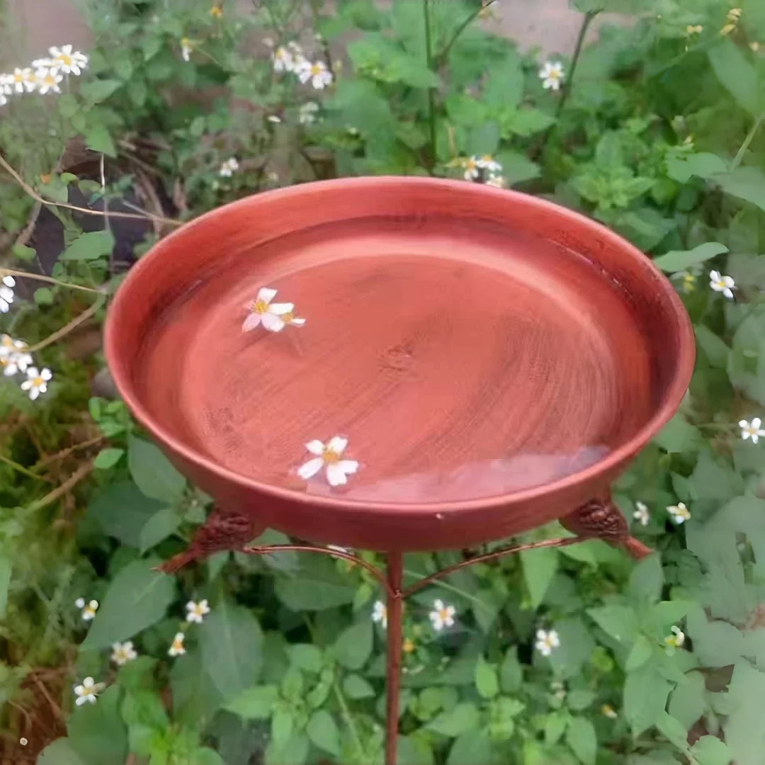 Rustproof Outdoor Vintage Bird Bath And Feeder Combo with 5 Claw Ground Plug Easy to Clean Metal Design Perfect Gift for Bird Lo