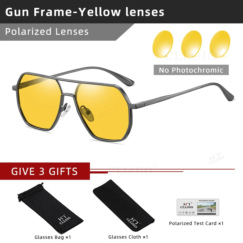 CLLOIO Polarized Driving Sunglasses UV400 Anti-Glare Day Night Vision, Photochromic