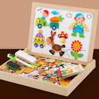 100+Pcs Wooden Multifunction Children Animal Puzzle Writing Magnetic Drawing Board Blackboard Learning Education Toys For Kids