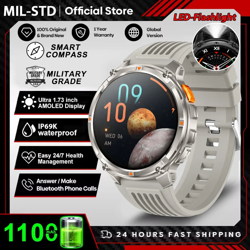 2026 New T-Rex3 Pro 1100mAh Battery Smart Watch GPS path 5ATM Waterproof Sports Run tracker Outdoors Compass Military Smartwatch