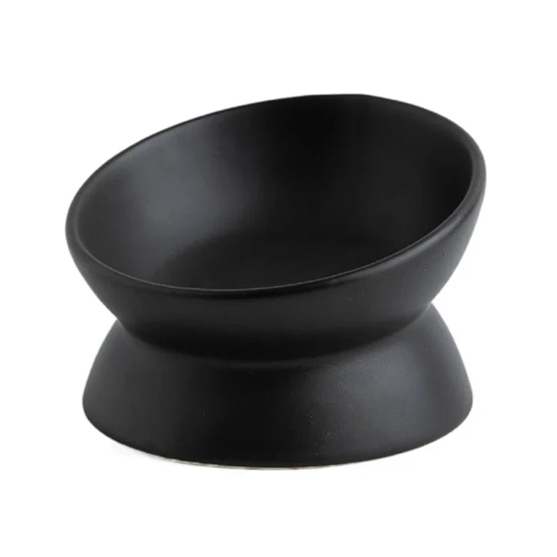 Elevated Cat Bowls Small Dog 15° Tilted Raised Food Feeding Dish Ceramics Stand Feeder for Cats and Puppy 6 Colors