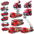Fire Fighting Vehicle Set Construction City Rescue Fire Ladder Truck Tanker Water Cannon Car Alloy+Plastic Toys for Children