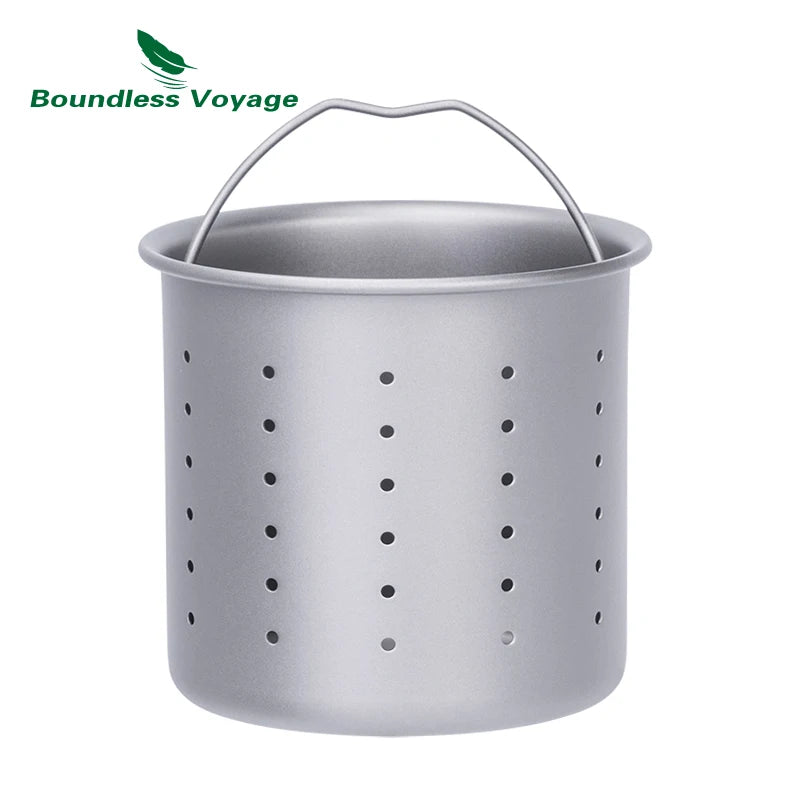 Boundless Voyage Camping Titanium Teapot with Folding Handle Single-layer Kettle Durable Bushcraft Gear Open Fire Kettle Ti3104D
