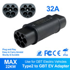 Kolanky 32A 7.2KW EV Charger Adapter Type 2 To Gbt Conventer For China GBT Electric Vehicle Cars Adaptor