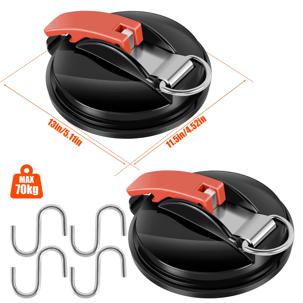 2/4Pcs Suction Cup Hooks Strong Vacuum Car Side Tarp Suction Cup with 4/8 Hooks Durable Camping Bathroom Suction Cup Maximum