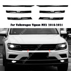 For VW Volkswagen Tiguan MK2 2016-2021 Car Front Bumper Mesh Center Grille Grill Moulding Strips Cover Trim Gloss Black Styling