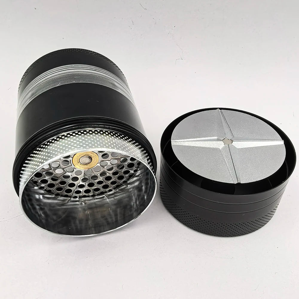 New 55MM Toothless Manual Metal Herb Grinder Spice Crusher Large-capacity Portable Toothless Design Transparent Screen Catcher