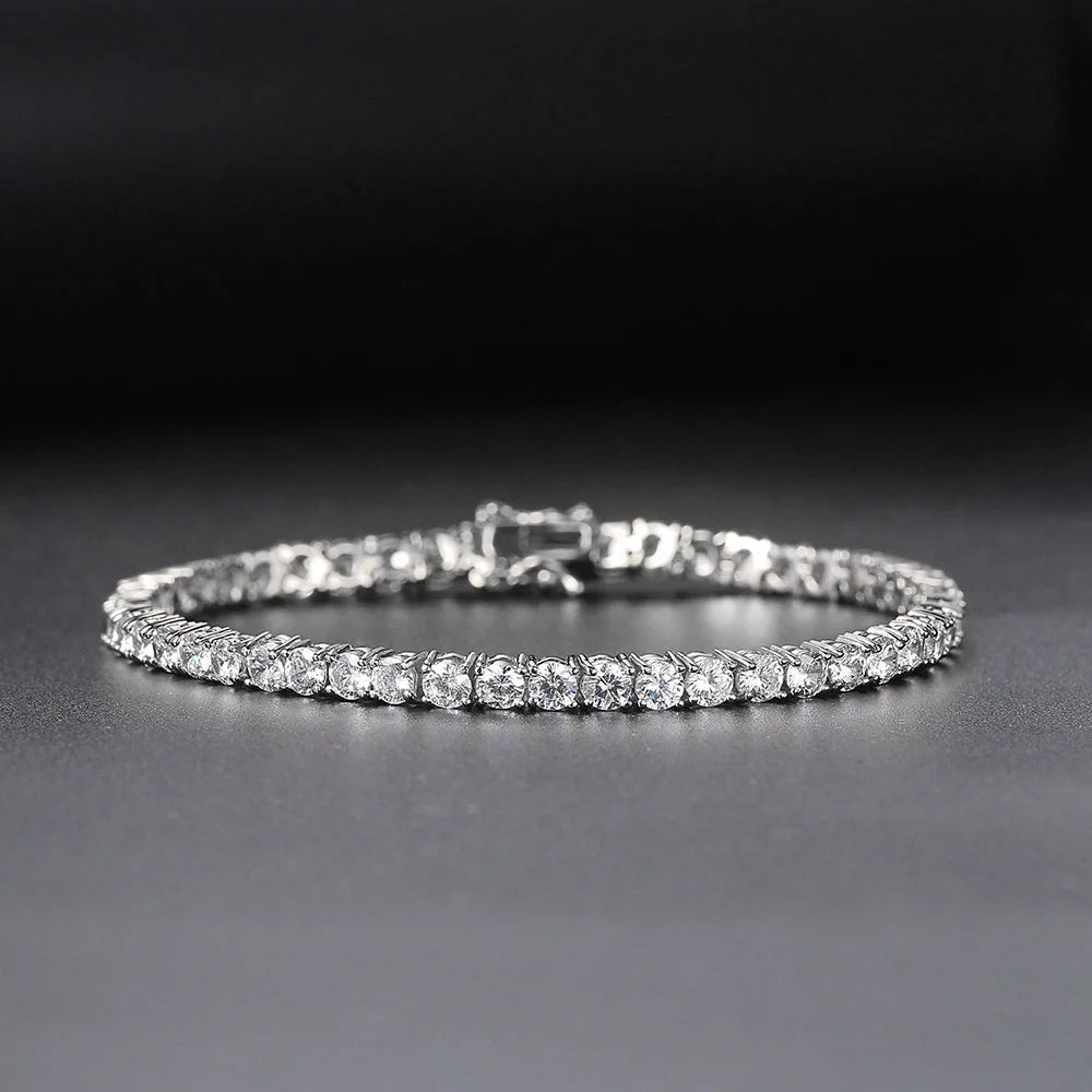 White gold color / 7 inch (17.8cm) / 4MM Cubic Zirconia