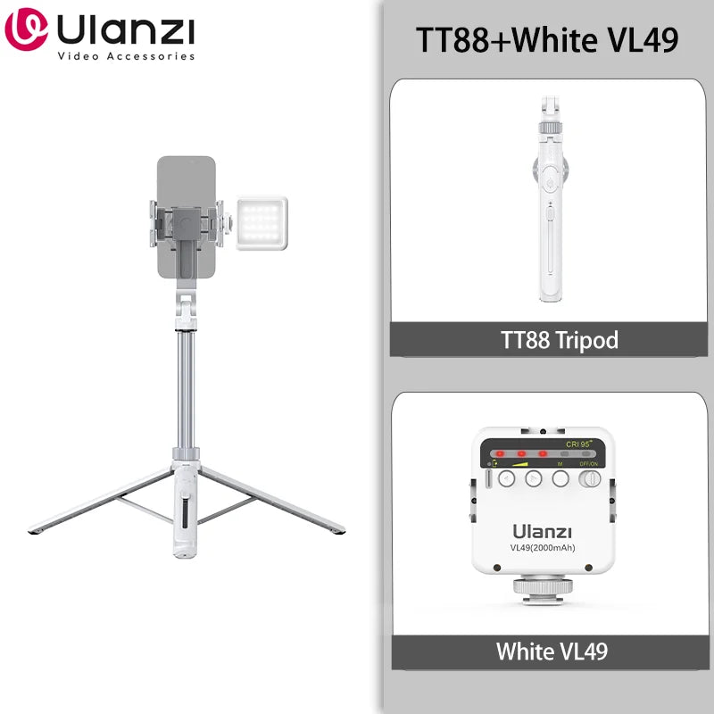 Ulanzi TT88 1.44M Overhead Selfie Stick Phone Tripod with Magnetic Clamp Wireless Remote Extension Tripod for LiveStreaming Vlog