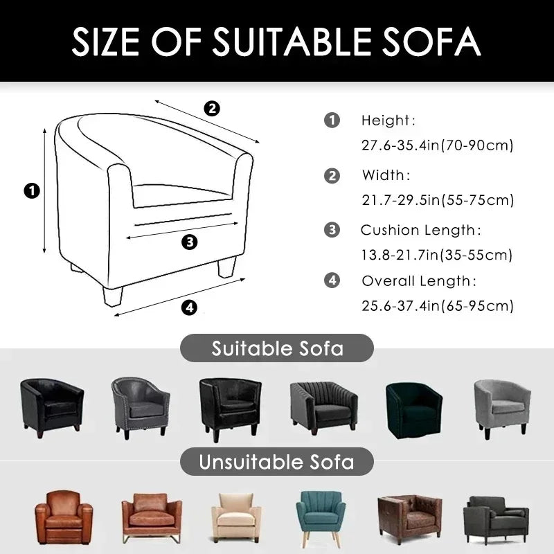 Jacquard Club Tub Chair Cover Stretch Accent Armchair Slipcover Cushion Cover Elastic Single Sofa Slipcovers for Living Room