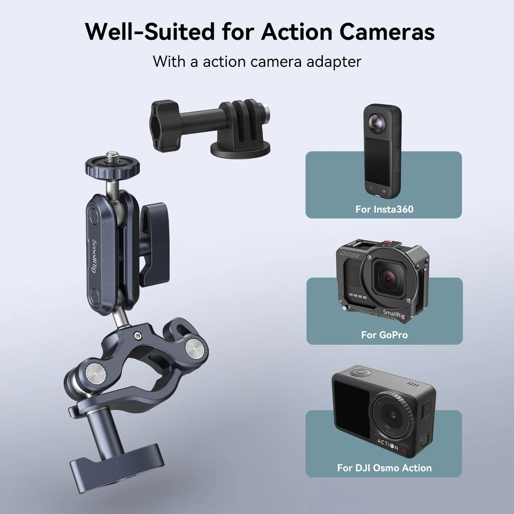 SmallRig Bike Motorcycle Handlebar Mount for Gopro, Pole and Roll Bar Mount for Gopro for Insta360 for DJI Action Cameras -4191