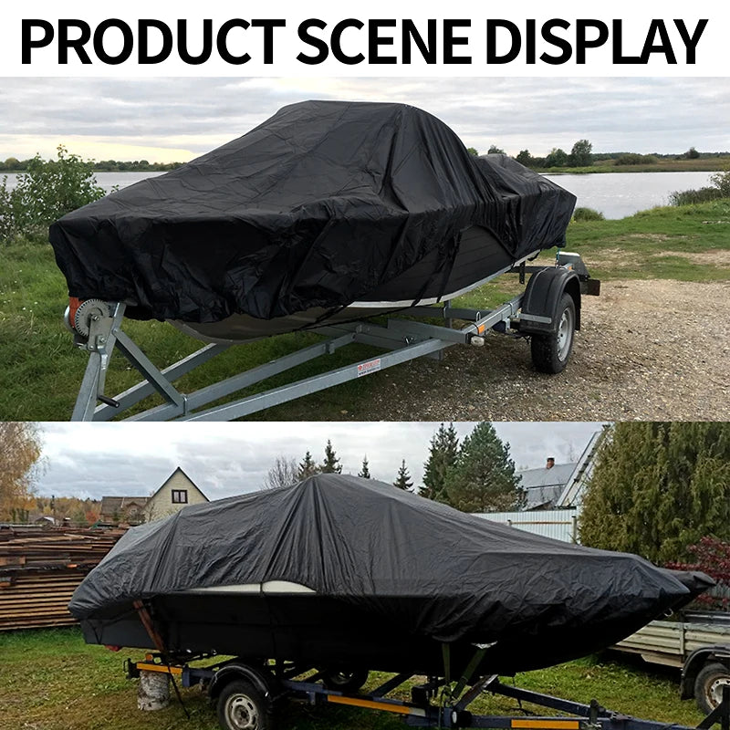 Yacht Boat Cover 11- 22FT Barco Boat Cover Anti-UV Waterproof Heavy Duty 210D Marine Trailerable Canvas Boat Accessories