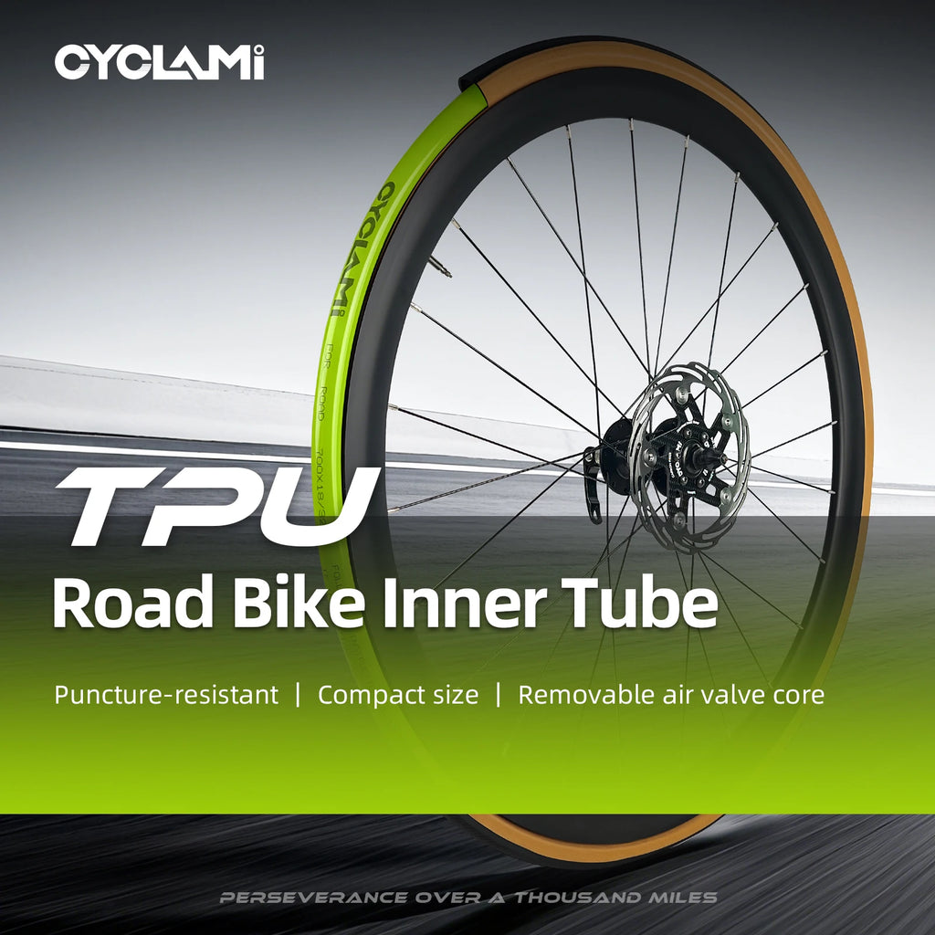 CYCLAMI Ultralight TPU Bike Inner Tube Metal nozzle Bike Inner Tire Removable French Valve For Road 700C 700 18 23 25 28 30 32 C