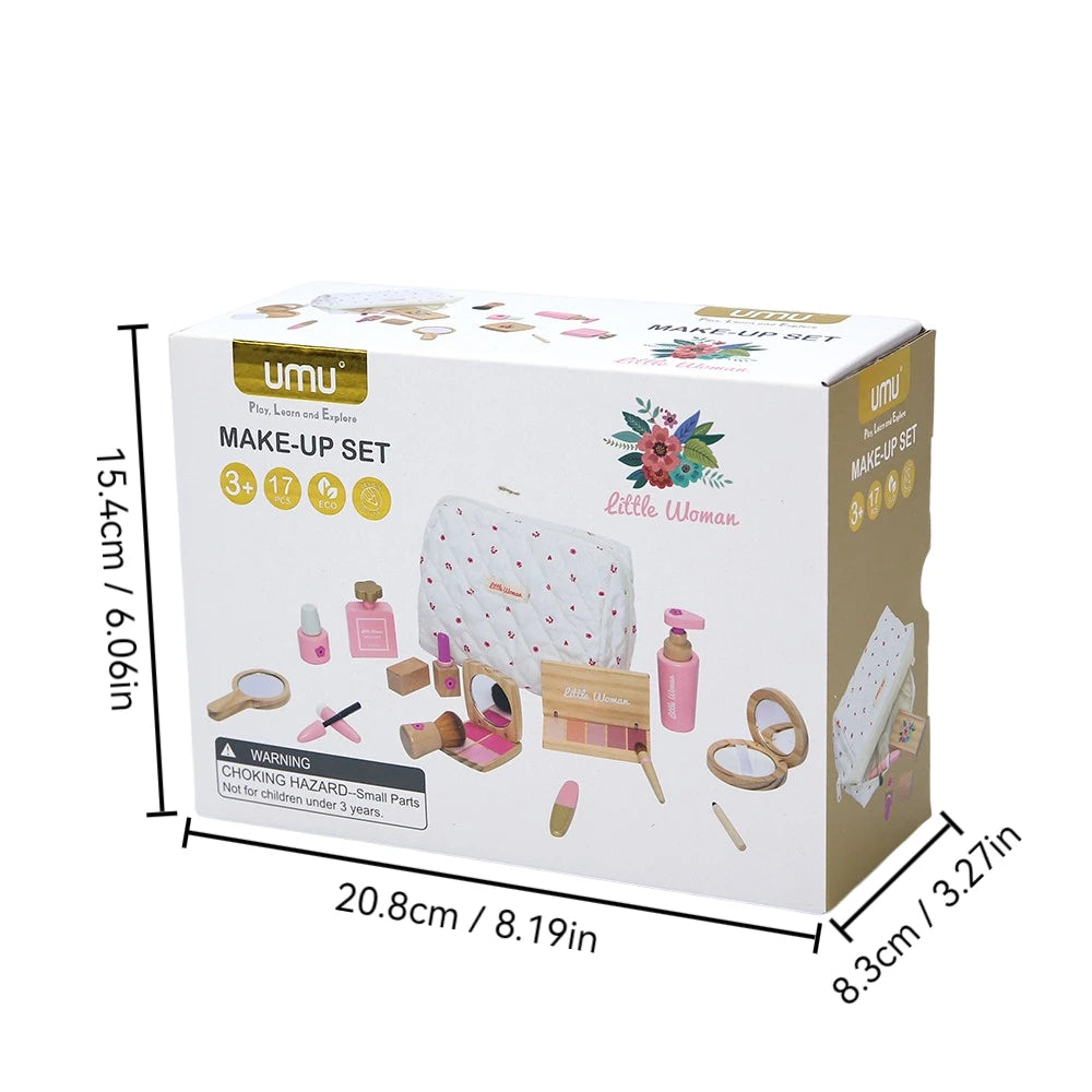 Wooden Pretend Play Makeup Toys Simulation Cosmetics Set Girls Play  Hairdressing Simulation Make Up Preschool Toys