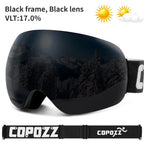 COPOZZ Outdoor Sports Ski Goggles UV400 Protection Ski Mask Male Female Anti-Fog Big Face Snow Glasses Snowboard Skiing Eyewear