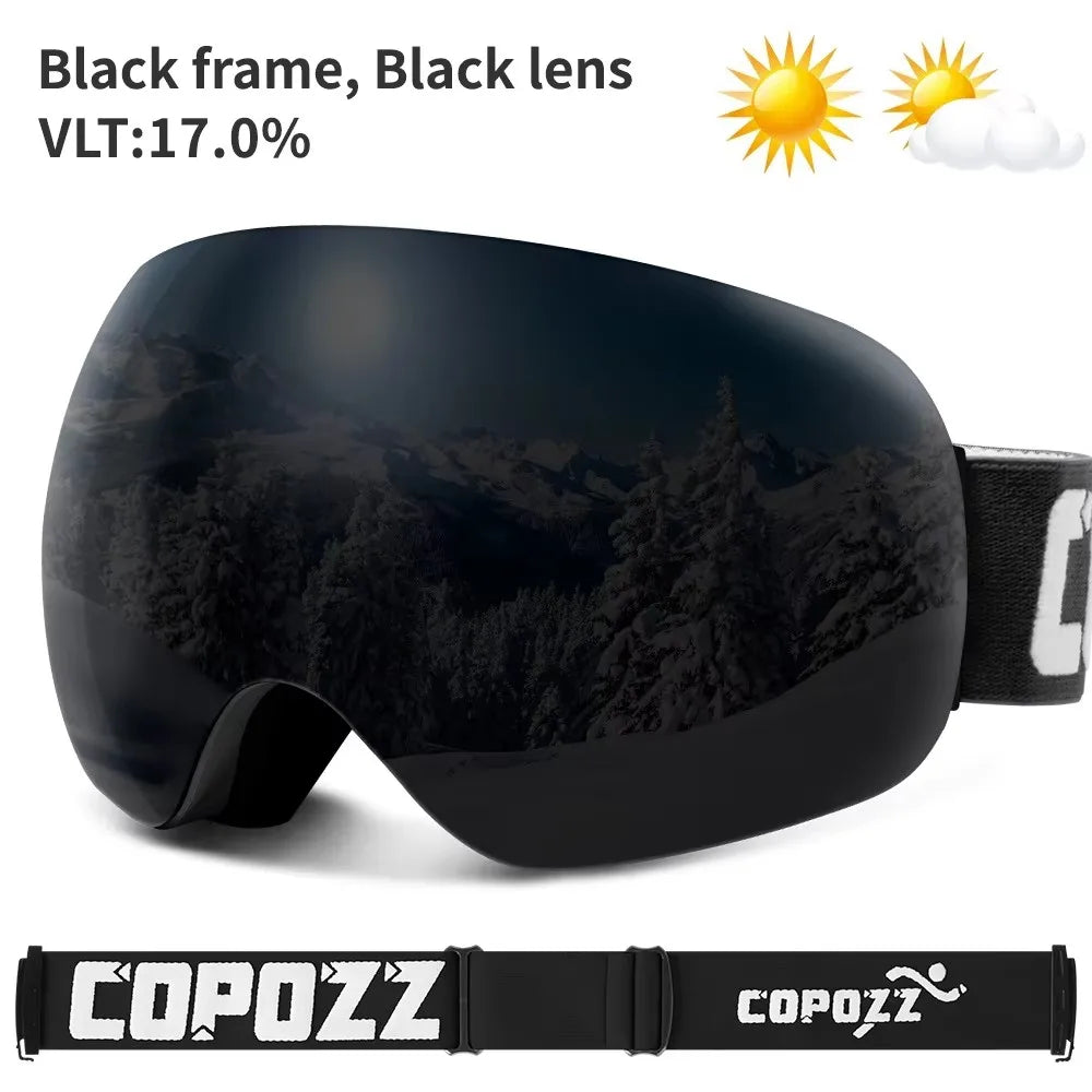 COPOZZ Outdoor Sports Ski Goggles UV400 Protection Ski Mask Male Female Anti-Fog Big Face Snow Glasses Snowboard Skiing Eyewear