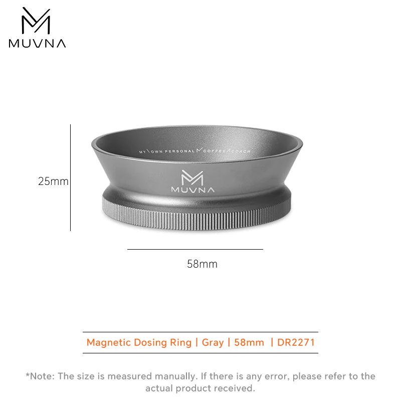 MUVNA Espresso Dosing Funnel, Coffee Portafilter Funnel with 8 Magnetized Steel, Compatible with 51/53/58mm Portafilter