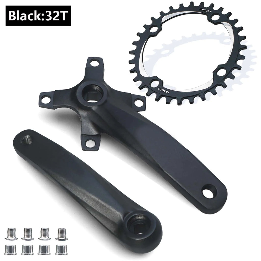 Bicycle crankset square taper single chainring 30T-42T black 152/165/170mm