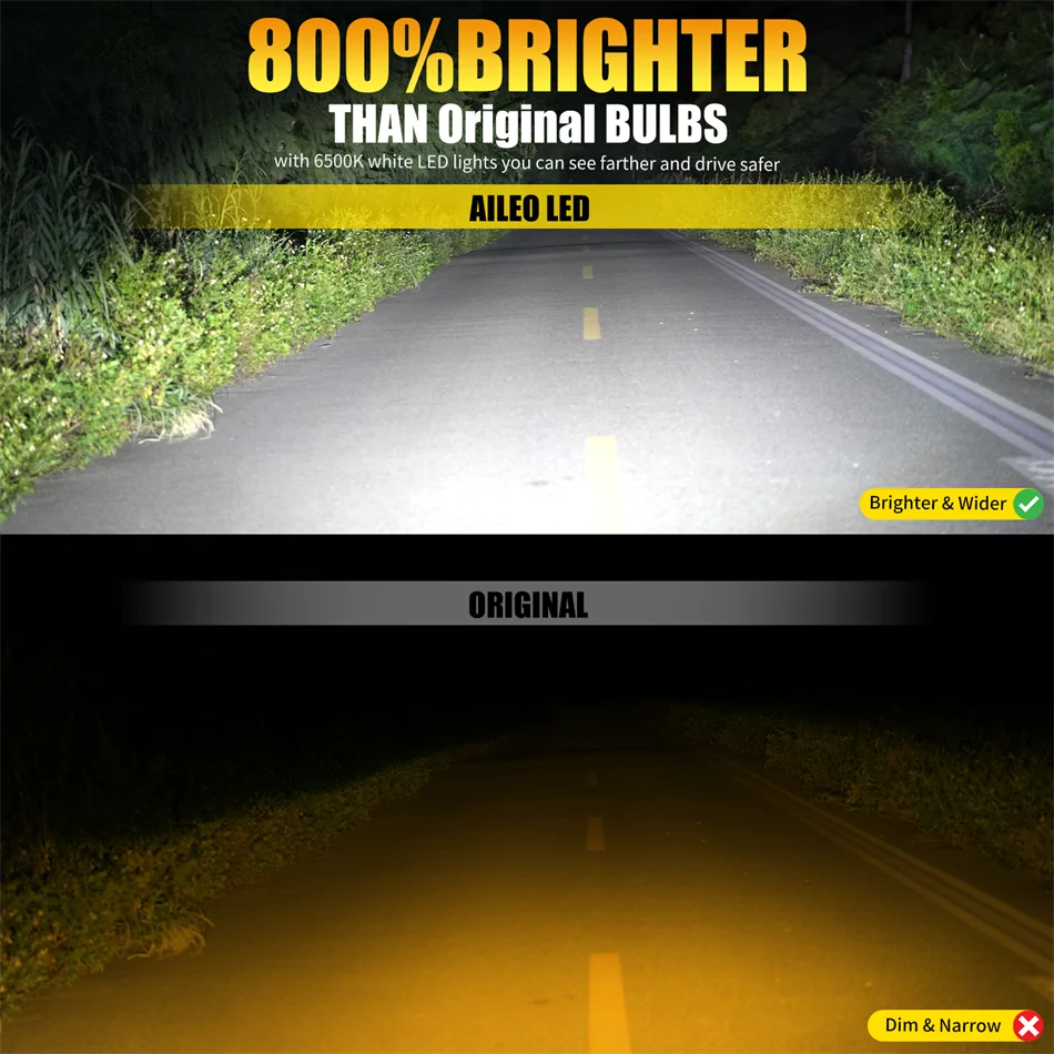 2Pcs 300W 80000LM Led Light 3D H7 H4 H11 LED Car Headlight Canbus H8 9005 HB3 9006 HB4 for Car 360 Turbo HeadLamp Wireless 6000K