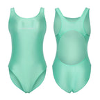 AMORESY Women's Satin Sheer One Piece Swimsuit High Cut Backless Bathing Suit Fitness Yoga Tights Swimwear Beach Diving Leotards