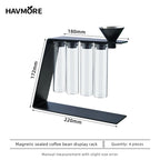 Convenient Magnetic Coffee Bean Storage Glass Tubes Storage Container Display Rack Espresso Accessories