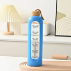 32oz 1L Time-marked Glass Water Bottles Drink Bottle Bamboo Lid Free of Lead Motivational Sport Silicone Sleeve Bottle
