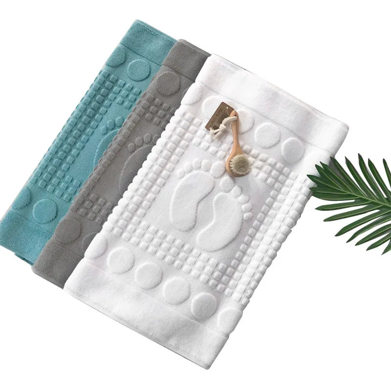 Cotton Bath Mat Anti-Slip 50x80cm 1pc, White or Blue, 350-380g