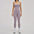 Women's 2pc Yoga Set High Waist Leggings + Top Workout Gym Tracksuit, Black/Blue S-XL